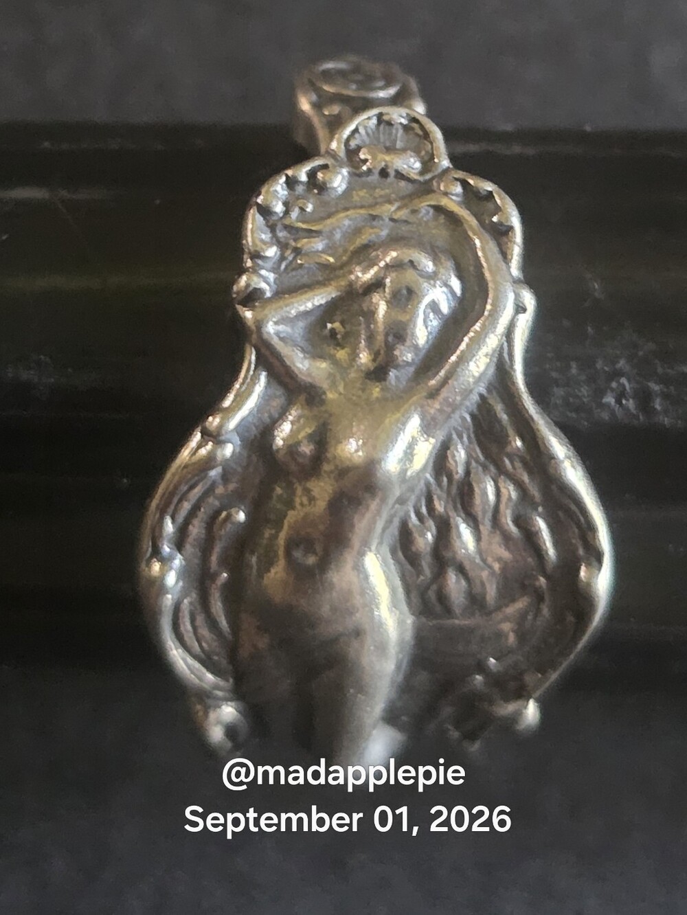 Sterling Silver Spoon Ring Goddess Diety Nymph Mother Nude Woman #136